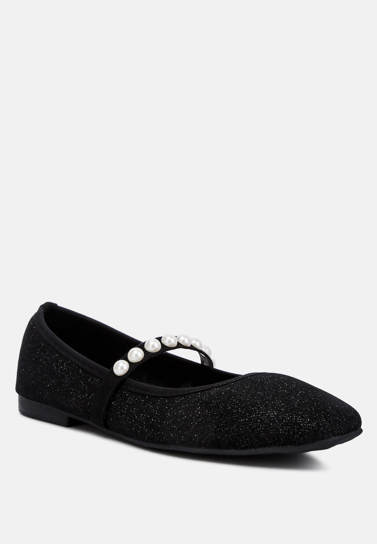 pearl embellished ballerina flats by ruw#color_black