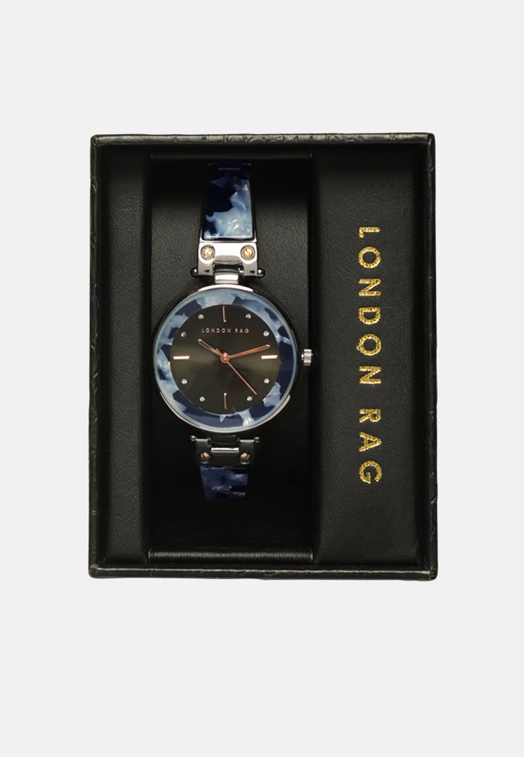 black women's round dial watch#color_black