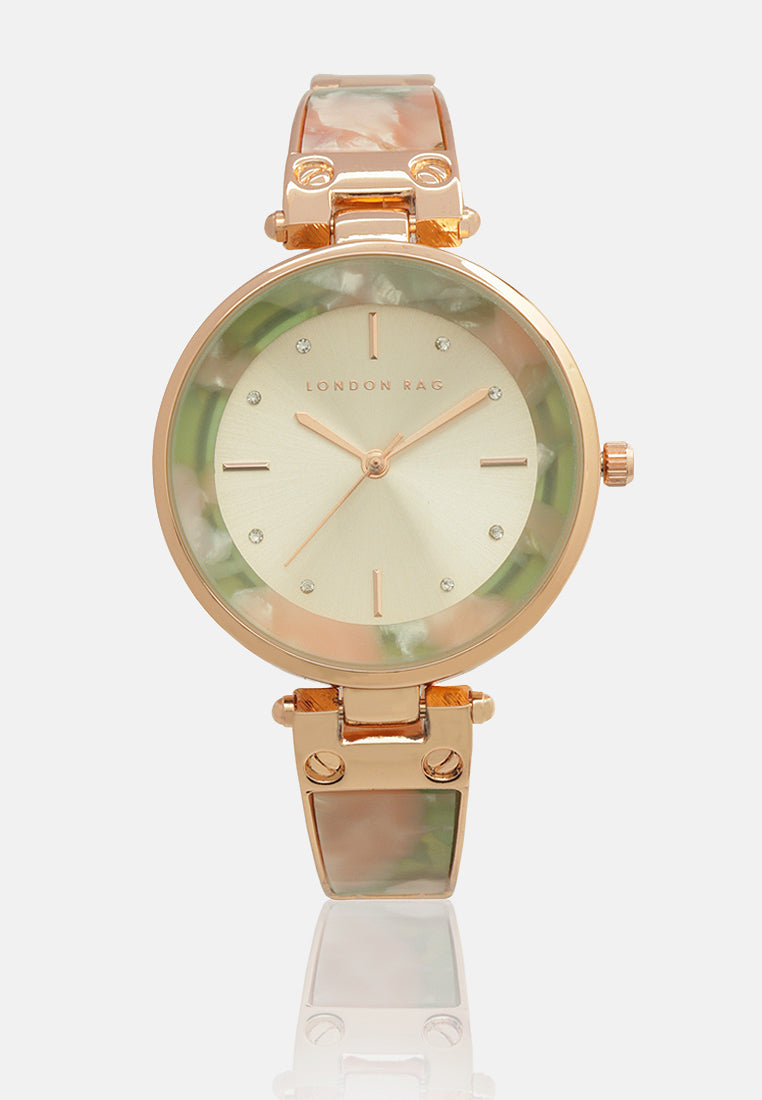pink womens round dial watch#color_pink