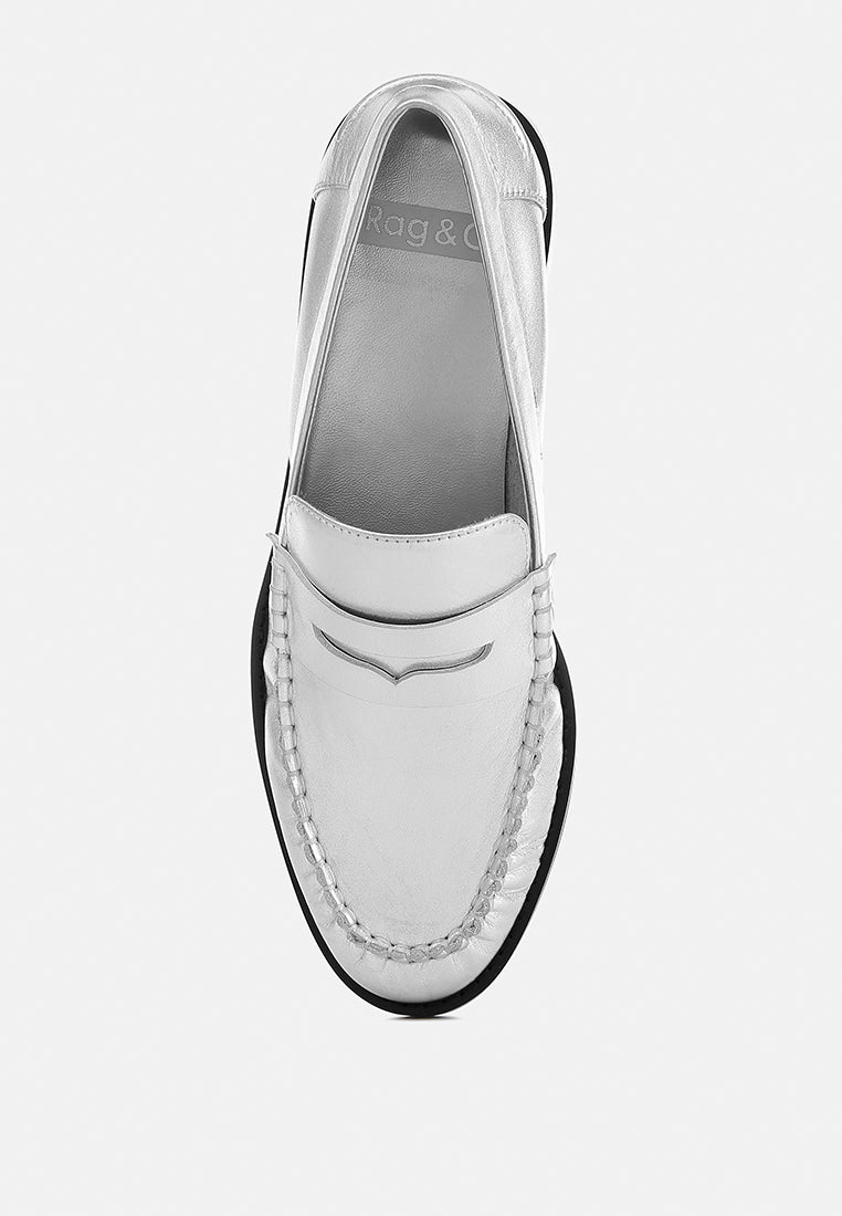 genuine leather loafers by ruw #color_silver