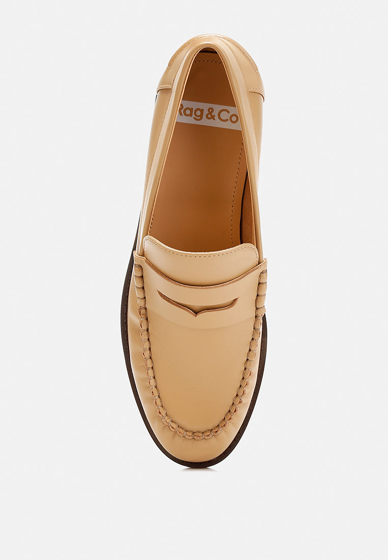 genuine leather loafers by ruw #color_beige