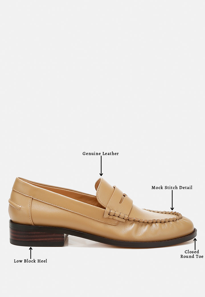 genuine leather loafers by ruw color_beige