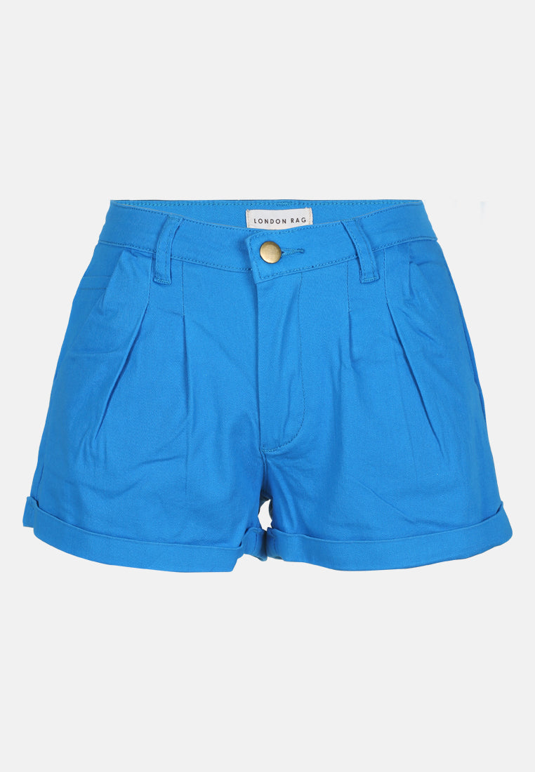 pleated flap pocket shorts by ruw#color_blue