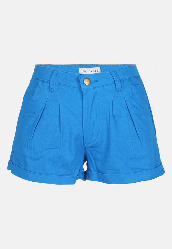pleated flap pocket shorts by ruw#color_blue