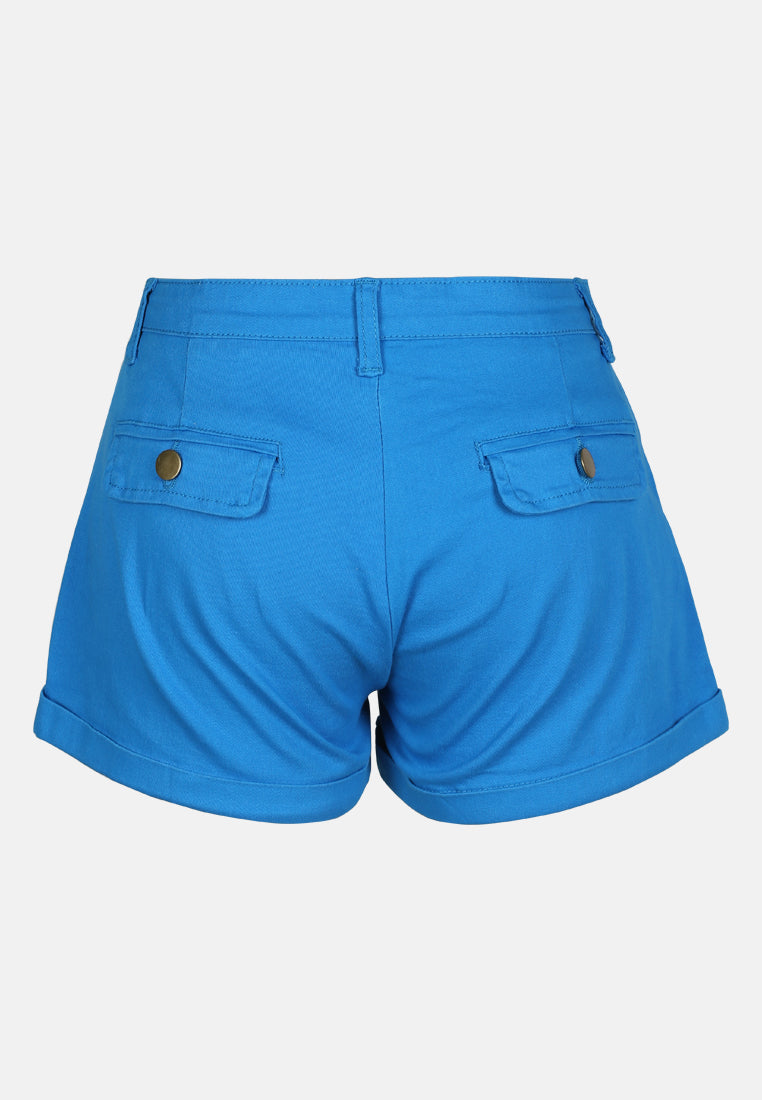 pleated flap pocket shorts by ruw#color_blue
