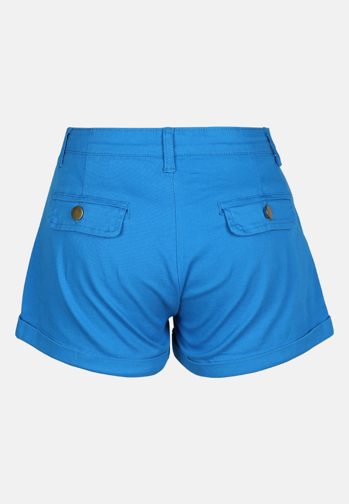 pleated flap pocket shorts by ruw#color_blue