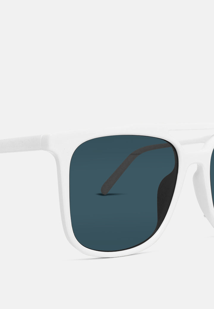 polarized wayfarer double bridge sunglass#color_black-white