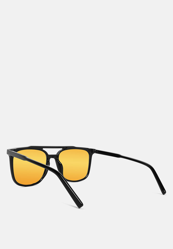 polarized wayfarer double bridge sunglass#color_yellow