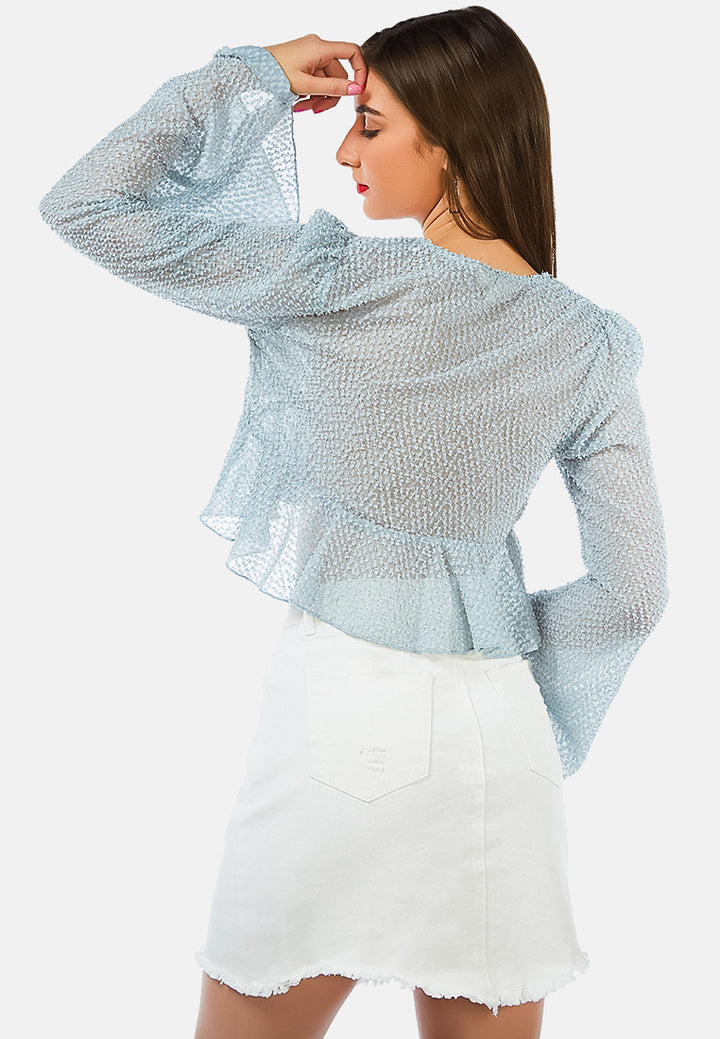 powder peplum crop top#color_blue