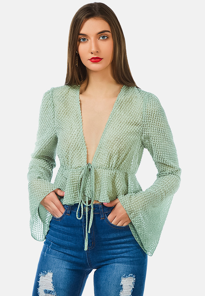 powder peplum crop top#color_green