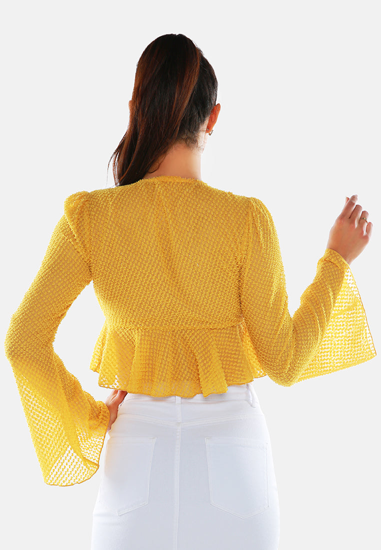 powder peplum crop top#color_yellow