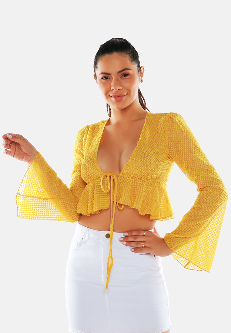 powder peplum crop top#color_yellow