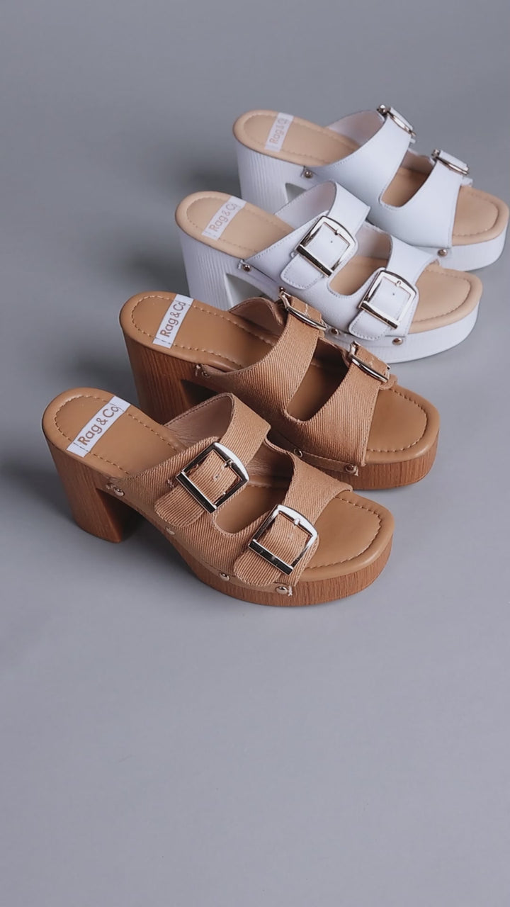 dual buckle strap clogs by ruw#color_white