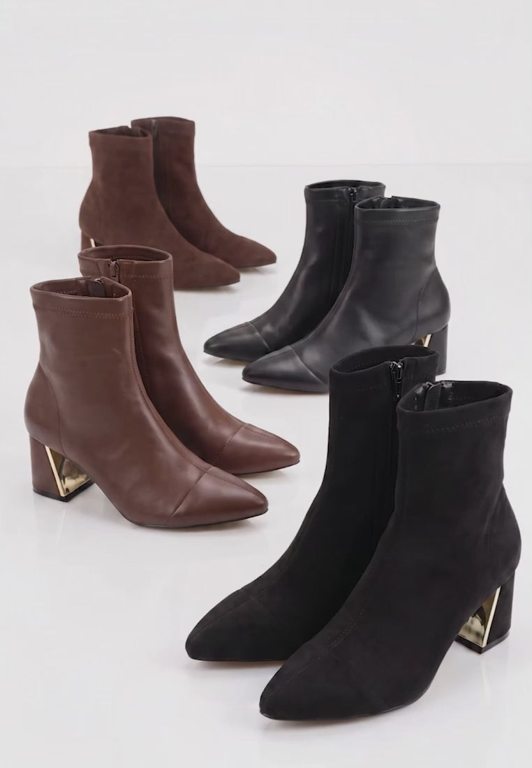 Easy Baddie Metallic Detail Stretchy Boots#color_brown-suede