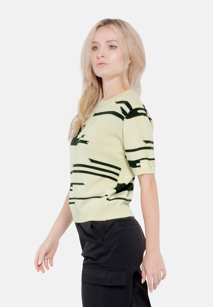 printed crew neck top#color-beige