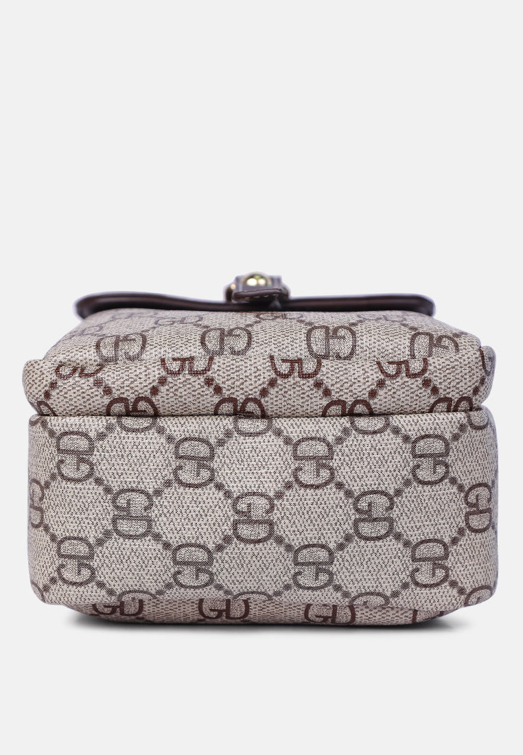 printed crossbody sling bag#color_brown