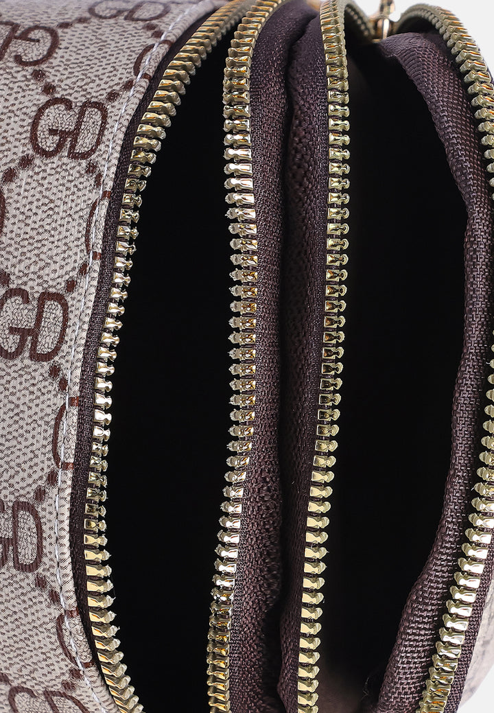 printed crossbody sling bag#color_brown
