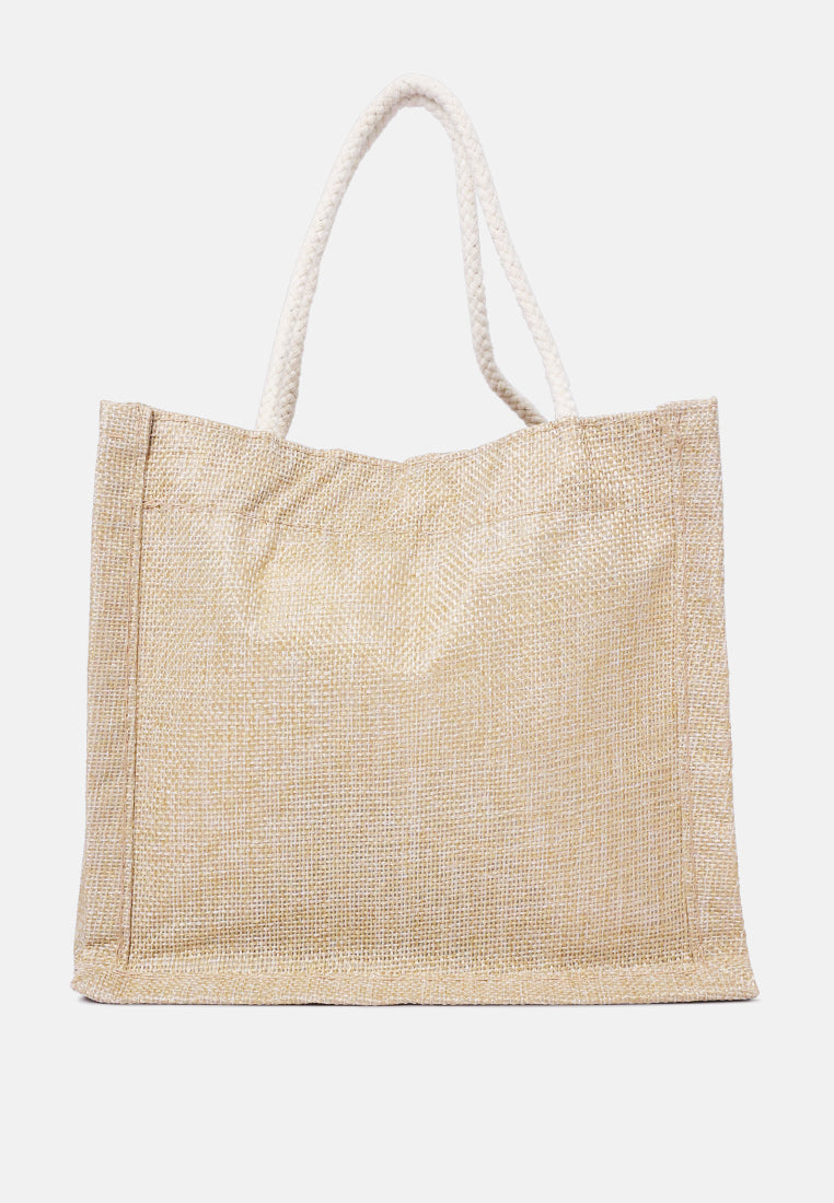 printed jute tote hand bags#color_black