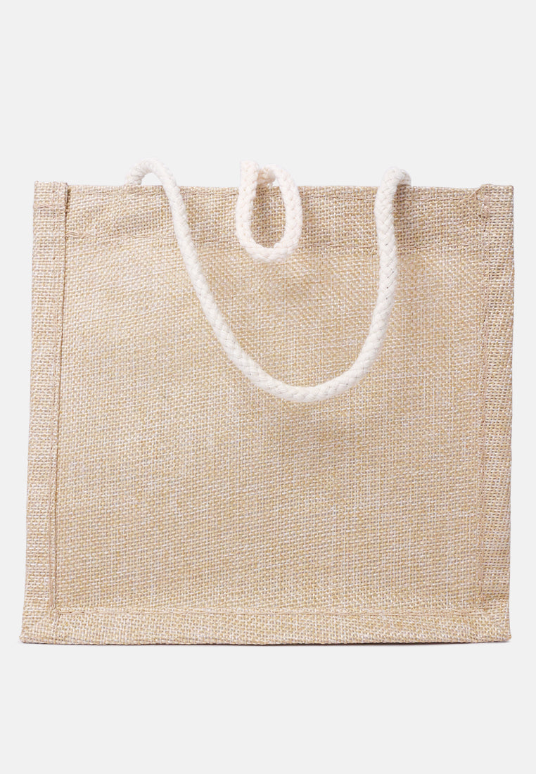 printed jute tote hand bags#color_tan