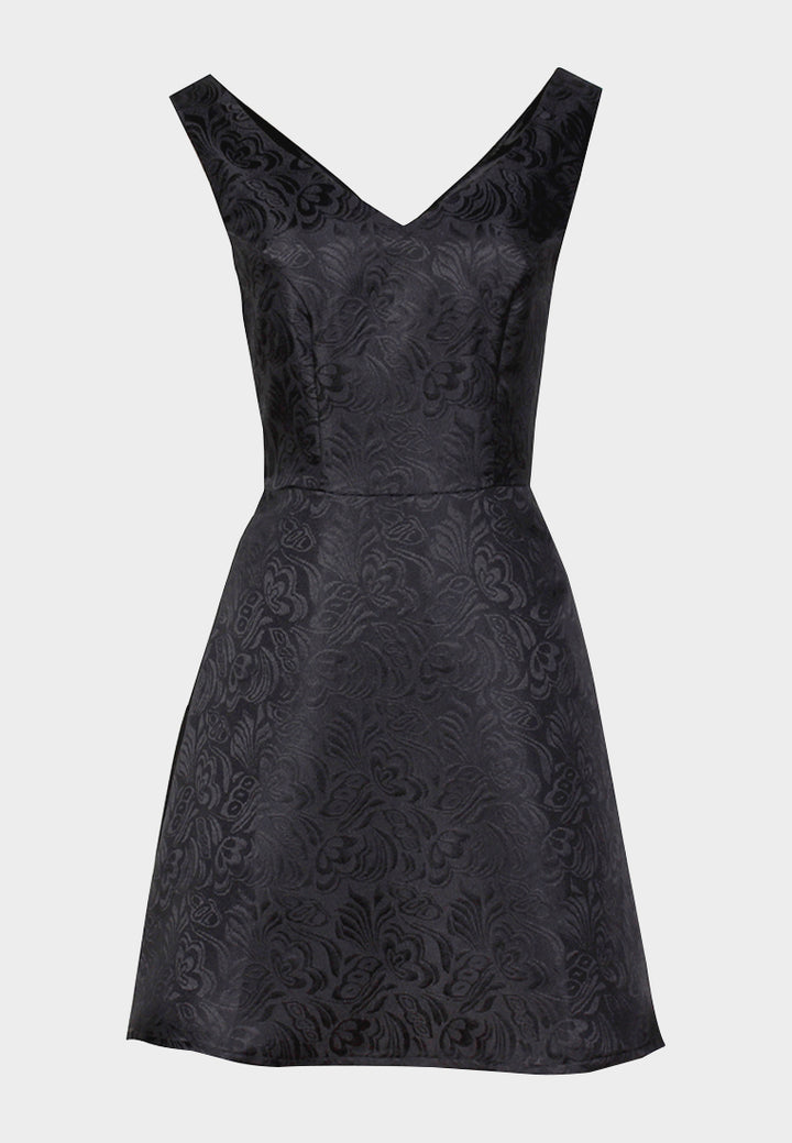 printed sleeveless mini dress#color_black