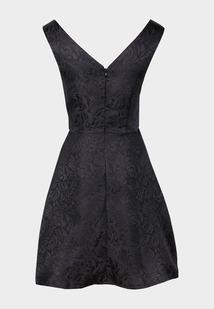 printed sleeveless mini dress#color_black