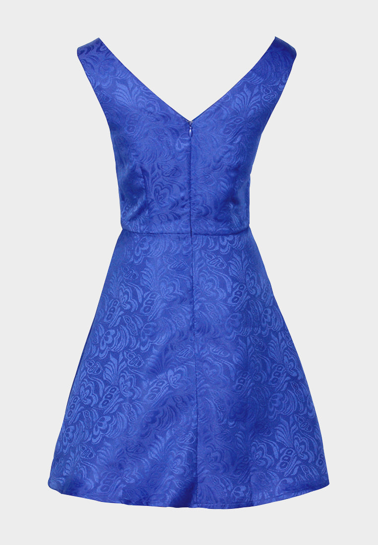 printed sleeveless mini dress#color_navy