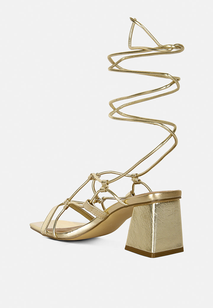 provoked lace up block heeled sandals by ruw#color_gold