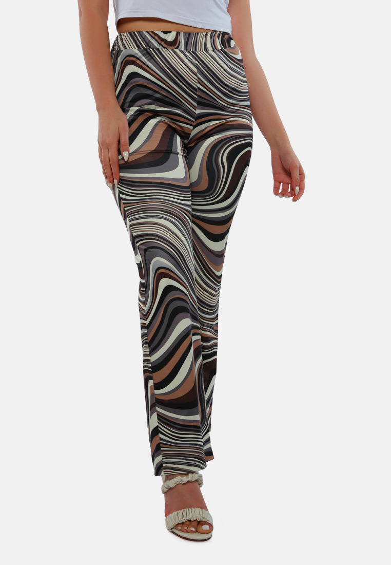 psychedelic print high waist trousers#color_camo