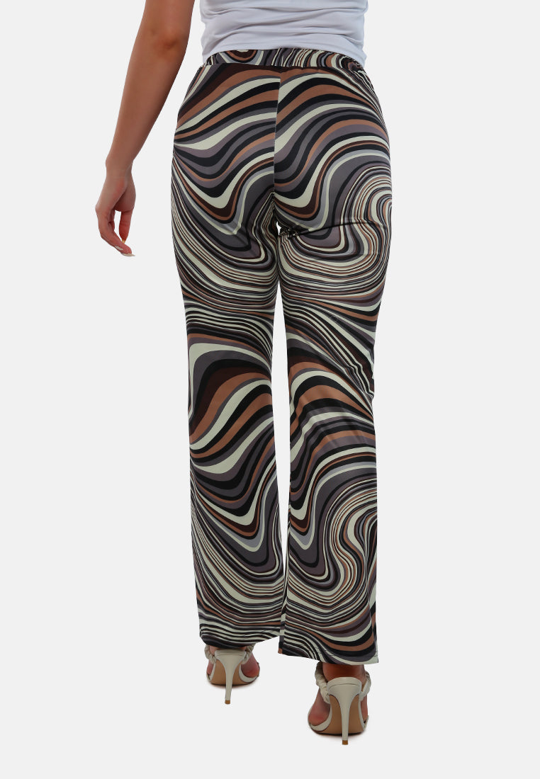 psychedelic print high waist trousers#color_camo
