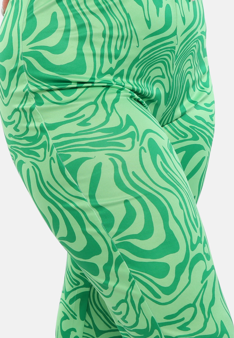 psychedelic print high waist trousers#color_green