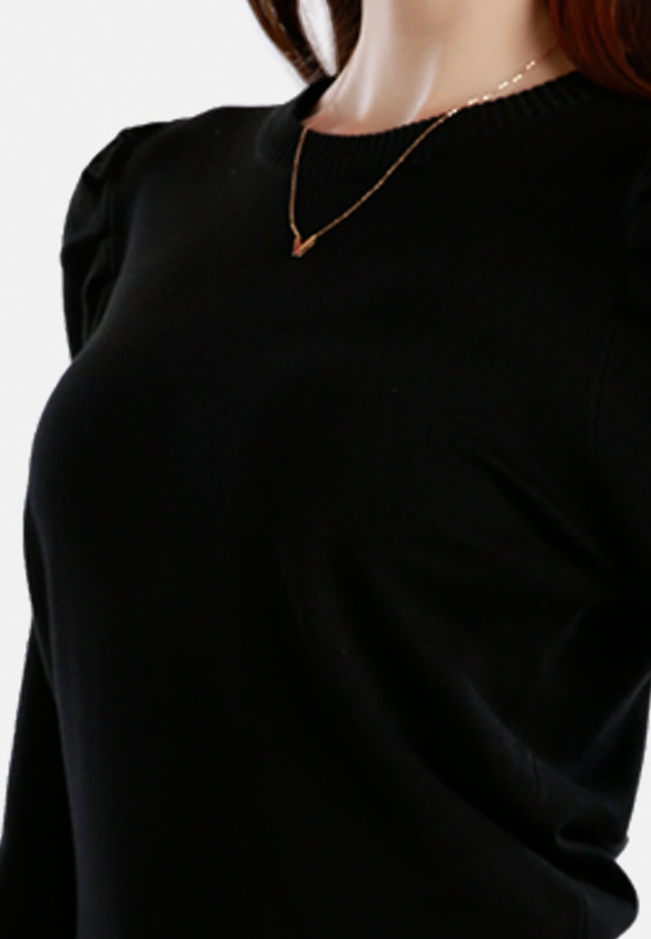 puff sleeve sweater#color_black