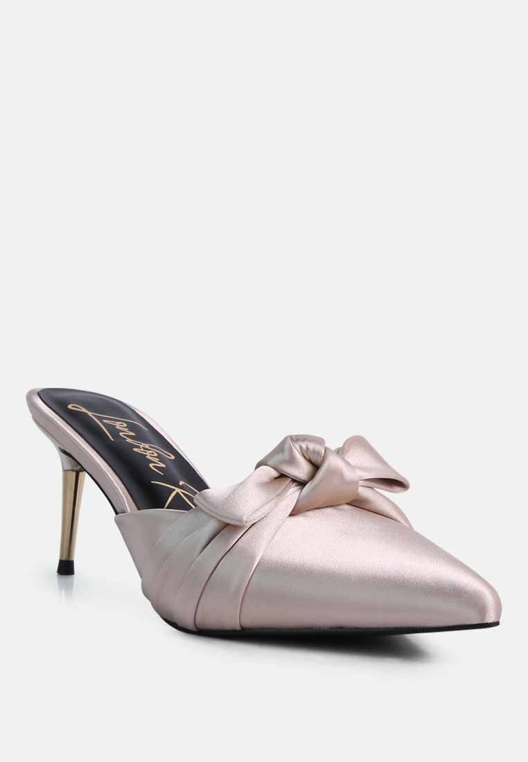 queenie satin knot stiletto mule sandals#color_beige