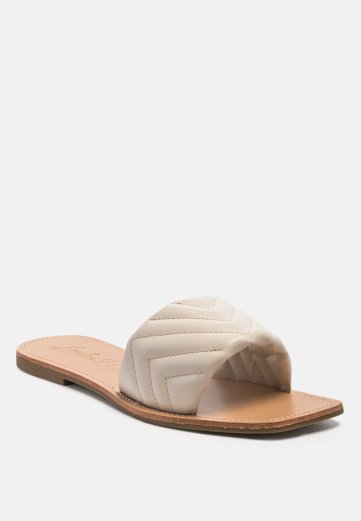 quilted flat slides#color_white