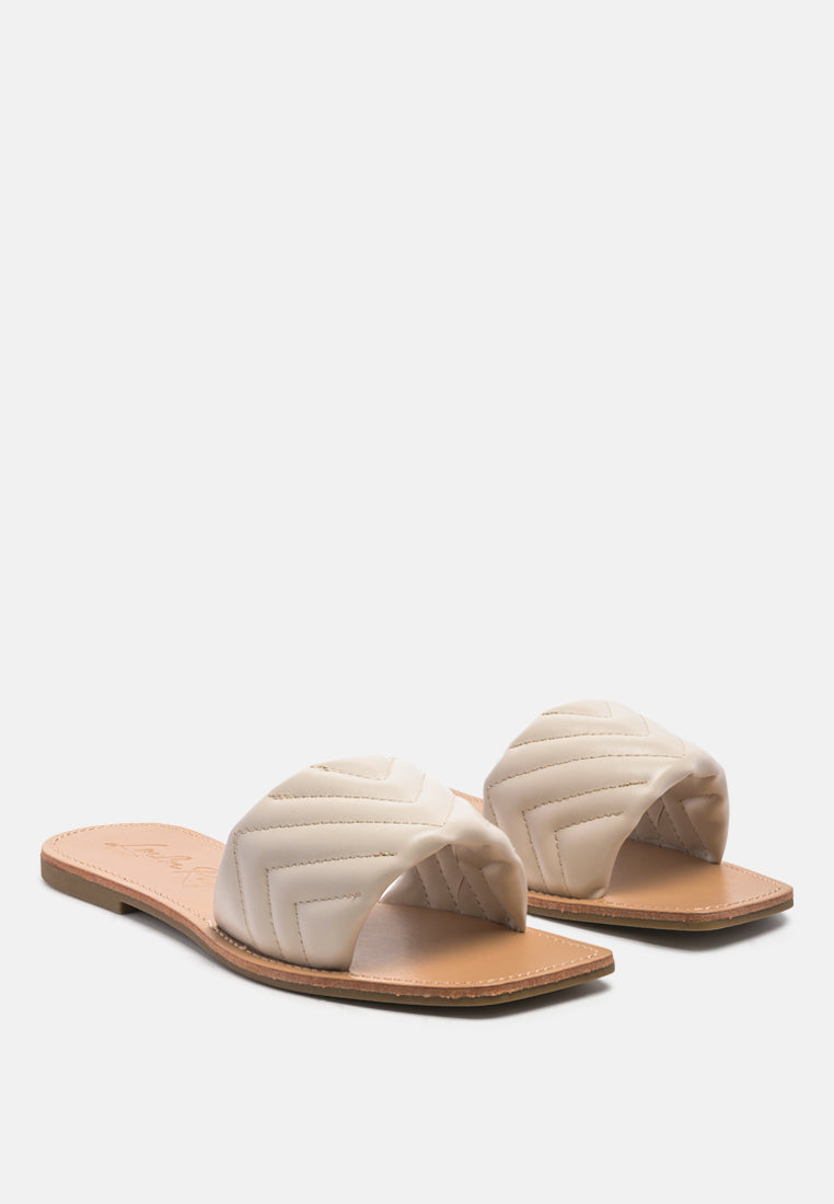 quilted flat slides#color_white