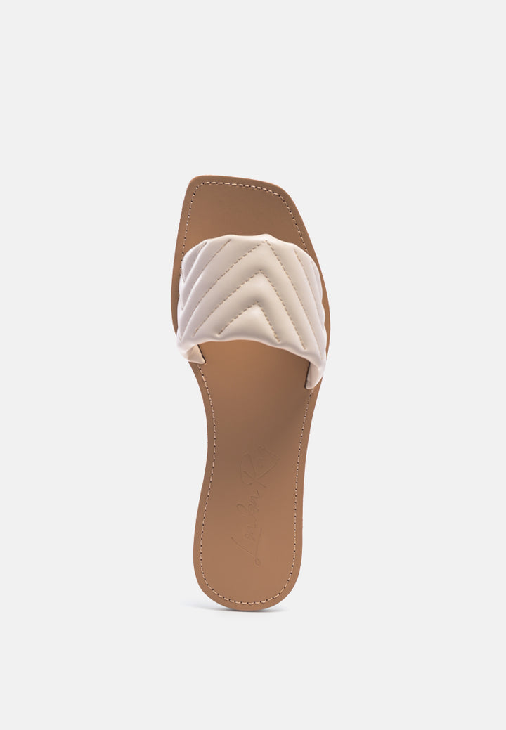 quilted flat slides#color_white