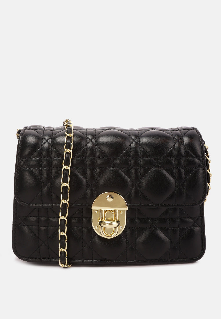 quilted metallic buckle clutch bag by ruw#color_black