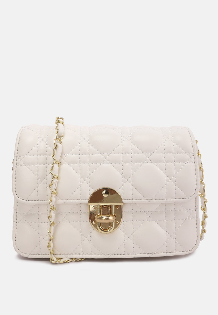 quilted metallic buckle clutch bag by ruw#color_white