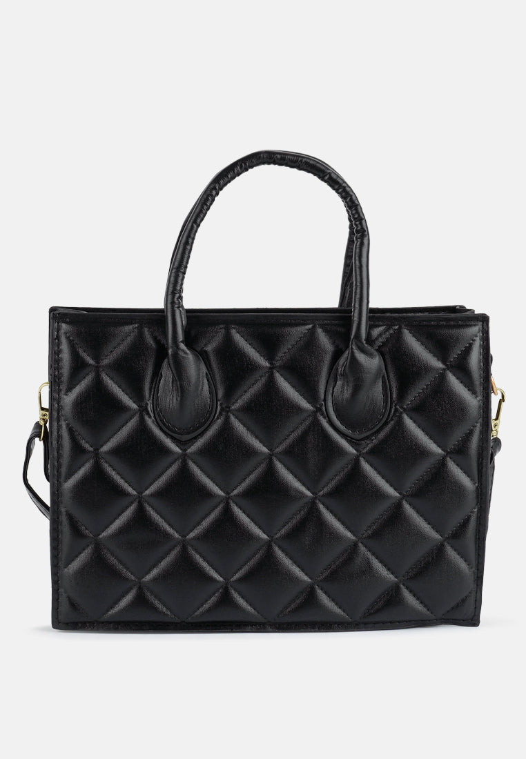 quilted structure hand bag#color_black