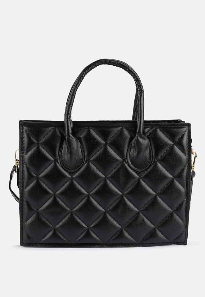 quilted structure hand bag#color_black