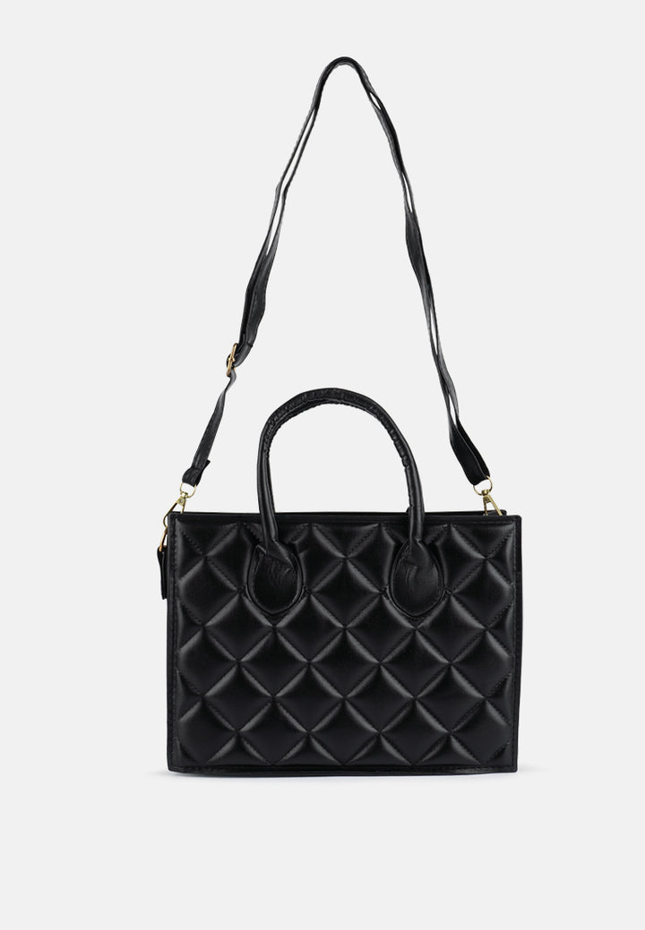 quilted structure hand bag#color_black