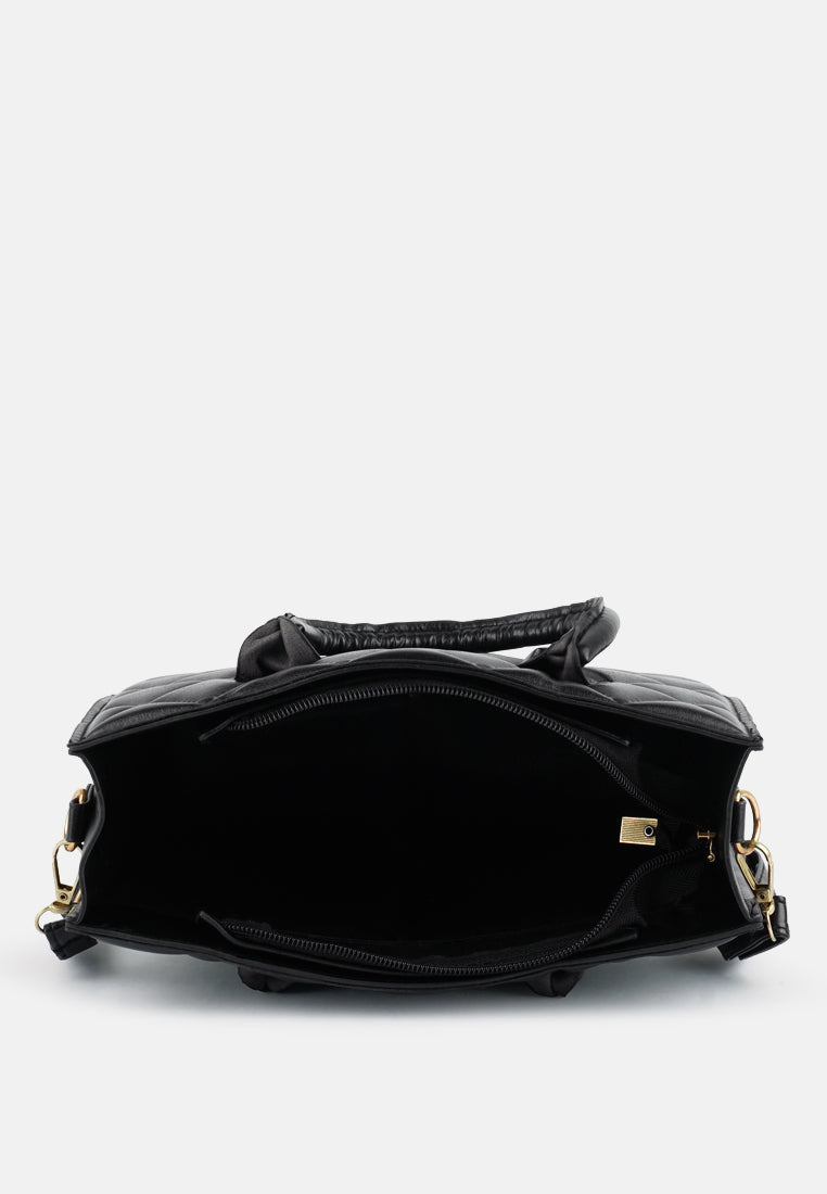 quilted structure hand bag#color_black