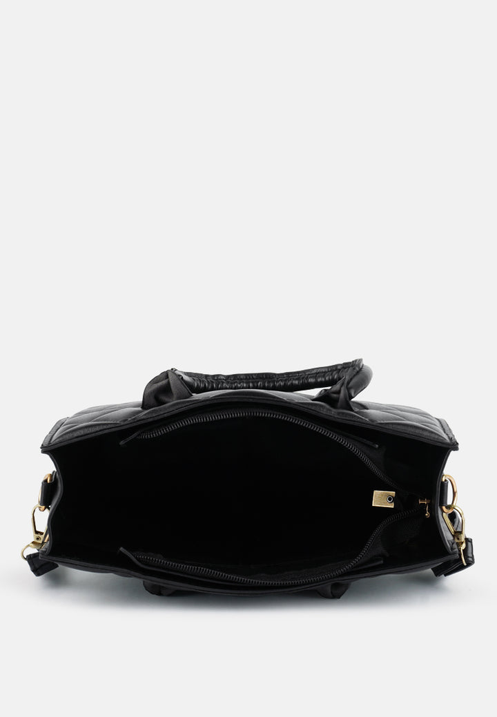 quilted structure hand bag#color_black