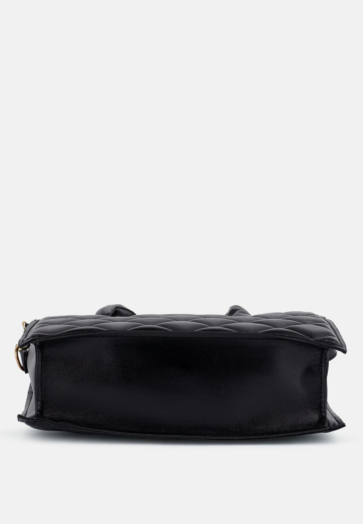 quilted structure hand bag#color_black