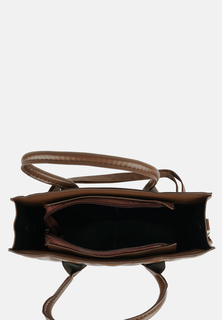 quilted structure hand bag#color_brown