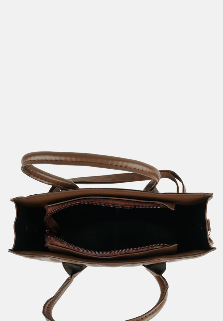 quilted structure hand bag#color_brown