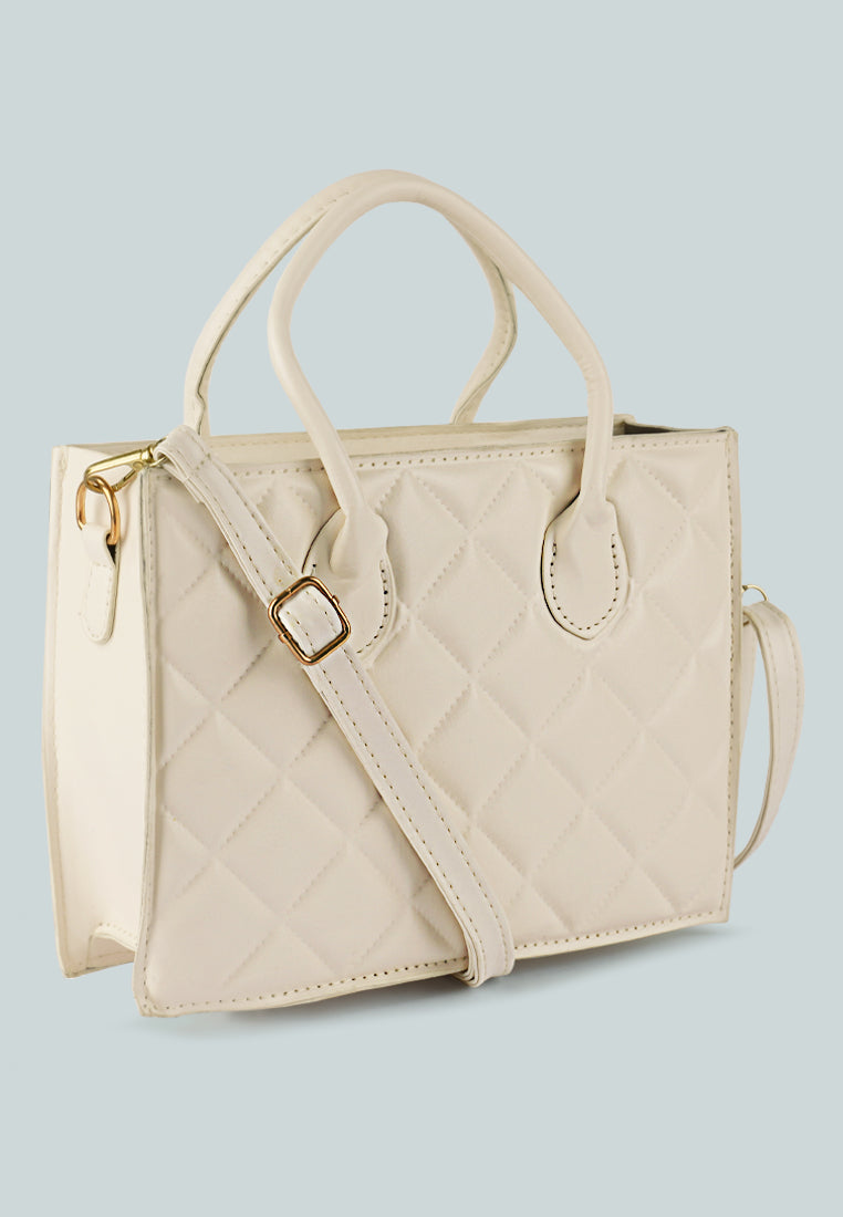 quilted structure hand bag#color_off-white