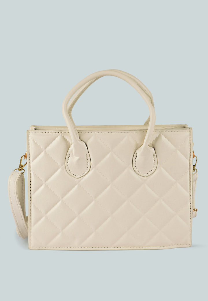 quilted structure hand bag#color_off-white