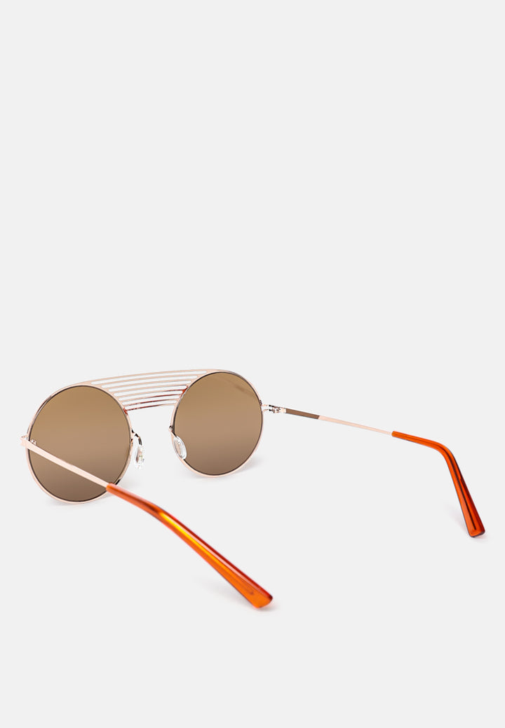 quirky metal bridge round sunglasses#color_brown