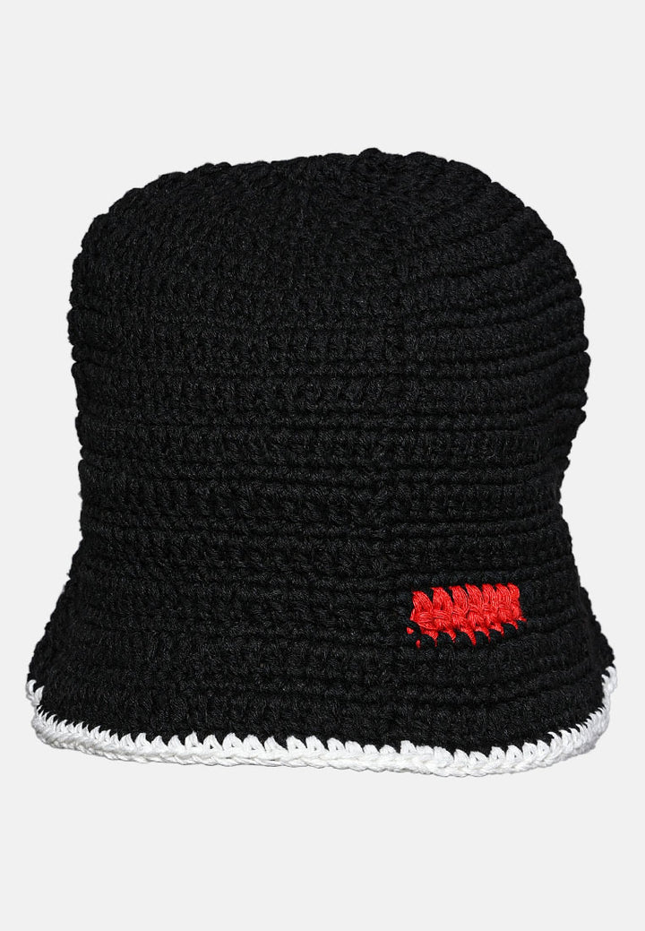 rainbow knit bucket hat#color_black