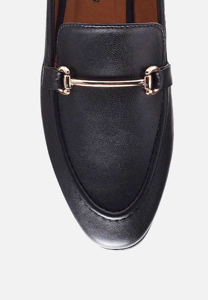 raire foldable faux leather loafer flats#color_black